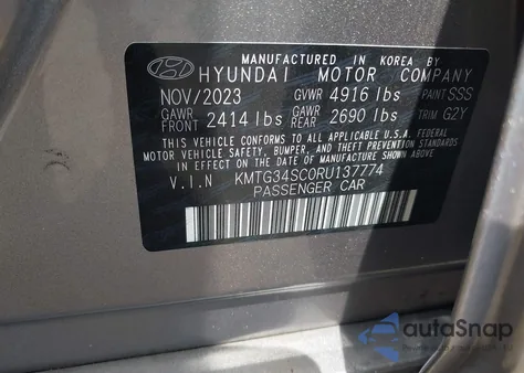 2024 Genesis G70 2.5T Awd из США, поврежденный, VIN KMTG34SC0RU137774